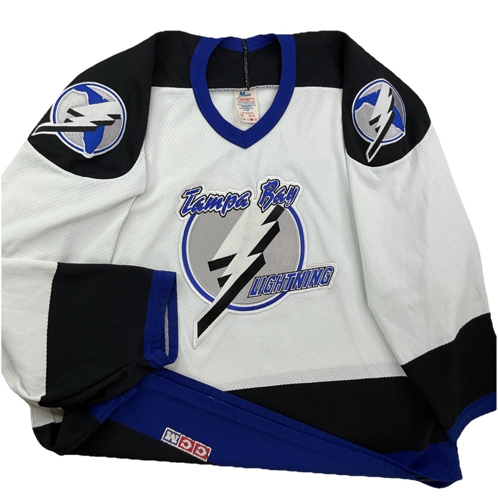 Vintage Tampa Bay Lightning Hockey Jersey Sz XL NHL 90s Maska Air Knit Canada